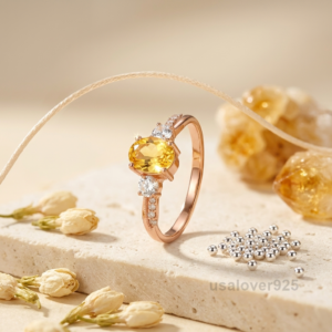 Citrine Solitaire Stone Ring – Premium 925 Sterling Silver Engagement Jewelry