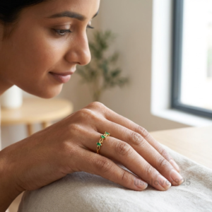 Emerald Marquise Stone Half Eternity Band, 925 Solid Sterling Silver