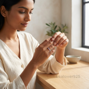 Moonstone & Amethyst Gemstone Band – 925 Solid Sterling Silver