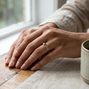 Ruby, Peridot & Topaz Multi-Stone Eternity Band – 925 Sterling Silver Ring