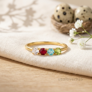 Ruby, Peridot & Topaz Multi-Stone Eternity Band – 925 Sterling Silver Ring