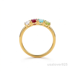 Ruby, Peridot & Topaz Multi-Stone Eternity Band – 925 Sterling Silver Ring