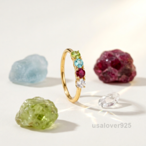 Ruby, Peridot & Topaz Multi-Stone Eternity Band – 925 Sterling Silver Ring