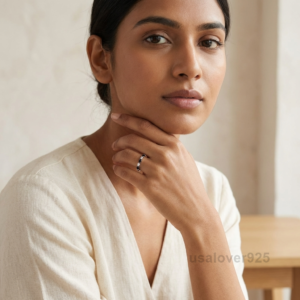 Black Onyx Stone Women's Eternity Band, 925 Solid Sterling Silver