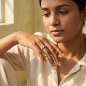 Amethyst and Opal Stone Women's Half Eternity Band, 925 Solid Sterling Silver