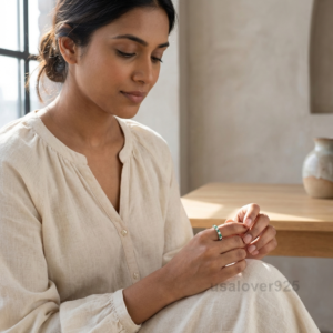 Emerald and Opal Stone Women's Eternity Band, 925 Solid Sterling Silver