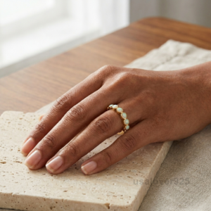 Opal Gemstone Women's Half Eternity Band, 925 Solid Sterling Silver