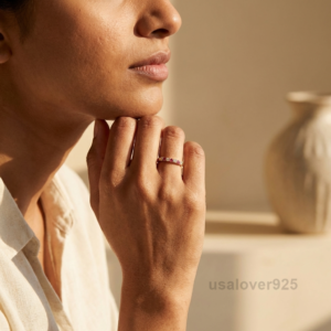 Ruby and CZ Stone Women's Half Eternity Band, 925 Solid Sterling Silver