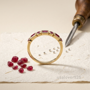 Ruby Gemstone Women's Half Eternity Band, 925 Solid Sterling Silver