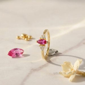 Marquise Ruby Stone Women's Ring, 925 Sterling Silver Handmade Jewelry