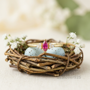 Marquise Ruby Stone Women's Ring, 925 Sterling Silver Handmade Jewelry