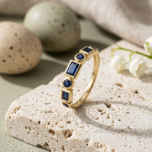 Blue Sapphire Stone Women's Full Eternity Band, 925 Solid Sterling Silver