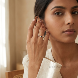 Sapphire and CZ Stone Women's Half Eternity Band, 925 Solid Sterling Silver