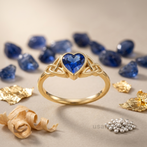 Blue Sapphire Heart Stone Women's Solitaire Ring, 925 Solid Sterling Silver