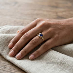 Blue Sapphire Heart Stone Women's Solitaire Ring, 925 Solid Sterling Silver