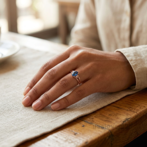 Blue Sapphire Stone Ring, 925 Sterling Silver Gemstone Jewelry