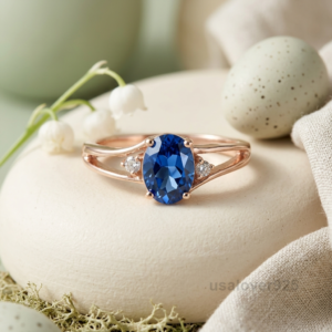 Blue Sapphire Stone Ring, 925 Sterling Silver Gemstone Jewelry