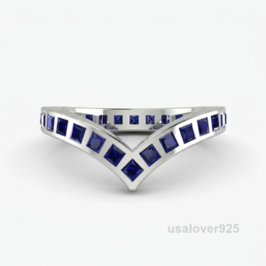 Sterling Silver Princess Cut Sapphire Ring | September Birthstone Eternity Band