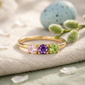 Amethyst, Peridot & Rose Quartz Multi-Stone Eternity Band – 925 Sterling Silver Ring