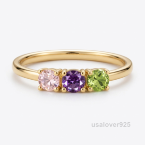 Amethyst, Peridot & Rose Quartz Multi-Stone Eternity Band – 925 Sterling Silver Ring