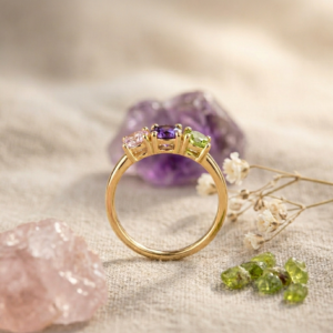 Amethyst, Peridot & Rose Quartz Multi-Stone Eternity Band – 925 Sterling Silver Ring