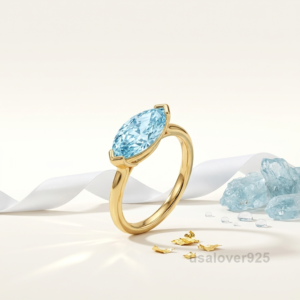 Topaz Marquise Stone Ring, 925 Sterling Silver Women's Jewelry