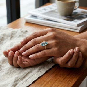 Topaz Marquise Stone Ring, 925 Sterling Silver Women's Jewelry