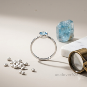 Topaz Stone Women's Solitaire Ring, 925 Solid Sterling Silver