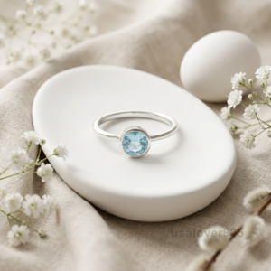 Topaz Stone Women's Solitaire Ring, 925 Solid Sterling Silver