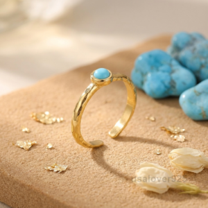 Turquoise Women's Adjustable Ring, 925 Sterling Silver Stackable Jewelry