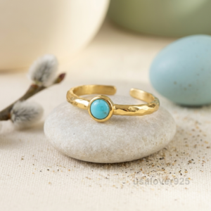 Turquoise Women's Adjustable Ring, 925 Sterling Silver Stackable Jewelry