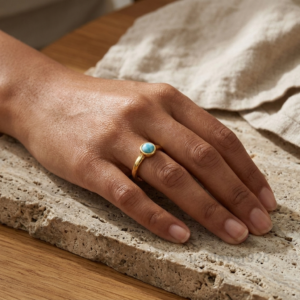 Turquoise Women's Adjustable Ring, 925 Sterling Silver Stackable Jewelry