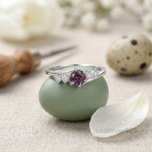 Alexandrite CZ Stone Solitaire Women's Ring, 925 Sterling Silver Jewelry