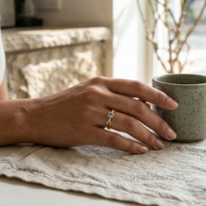 Aquamarine Solitaire Ring, 925 Sterling Silver Light Blue Gemstone Jewelry
