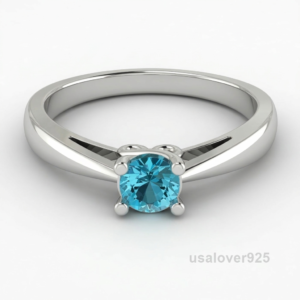 Topaz Blue Stone Women's Ring, 925 Solid Sterling Silver Gemstone Jewelry