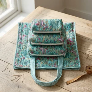 Nesting-Turquoise-Floral-Pouches-for-Makeup-Skincare-and-Tech
