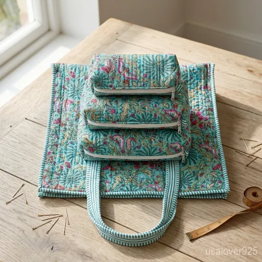 Nesting-Turquoise-Floral-Pouches-for-Makeup-Skincare-and-Tech