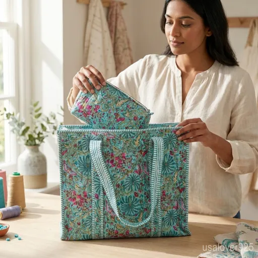 Close-up-of-Turquoise-Hand-Block-Print-on-Quilted-Cotton-Fabric