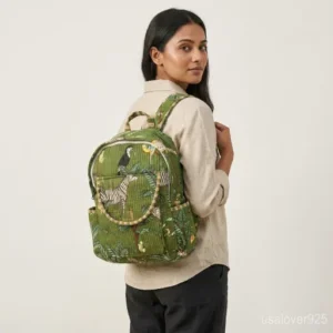 Green-Jungle-Quilted-Backpack-Hand-Block-Print-Cotton-Daypack