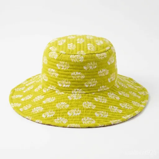 Reversible side of the Light Green Quilted Cotton Bucket Hat showing solid color style.