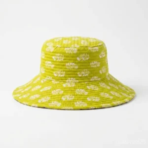 Light Green Quilted Cotton Bucket Hat handmade in Jaipur for boho summer fashion.