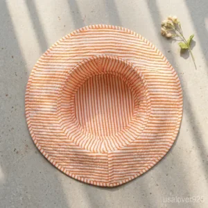 Handmade Peach Floral Quilted Bucket Hat