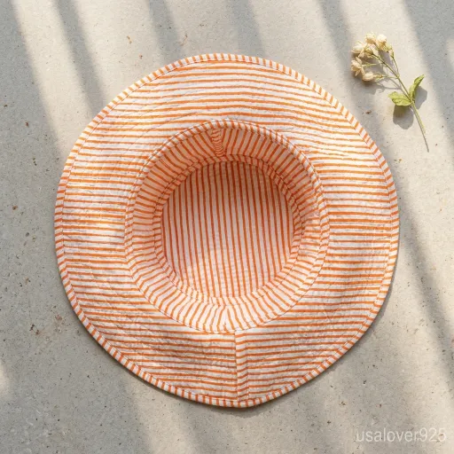 Handmade Peach Floral Quilted Bucket Hat