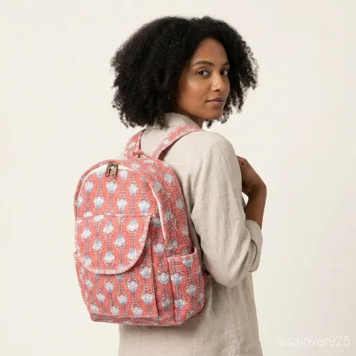 Close-Up-Detail-Of-Handcrafted-Pink-Botanical-Print-Quilted-Fabric