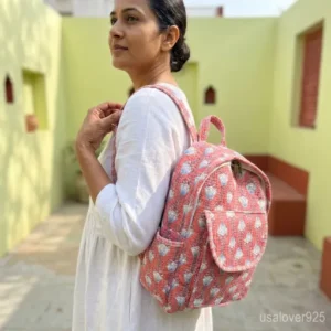 Pink-Floral-Quilted-Backpack-Hand-Block-Print-Cotton-Daypack