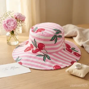 ink Floral Quilted Cotton Bucket Hat handmade in Jaipur India for summer sun protection.