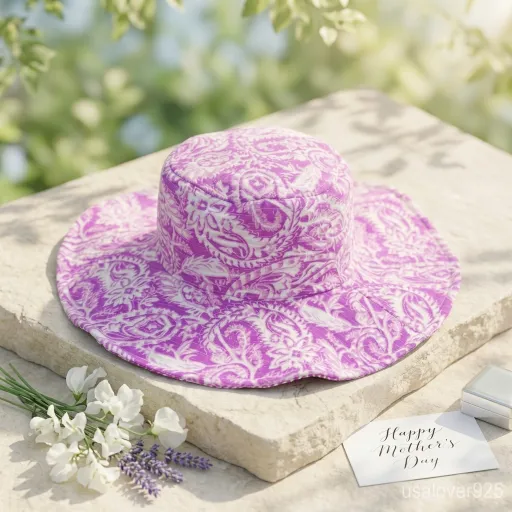 Reversible side of the Purple Floral Quilted Cotton Bucket Hat showing solid color style.