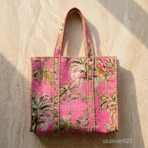 A person carrying a large Quilted Cotton Velvet Tote Bag comfortably over their shoulder during a casual weekend boutique shopping trip.