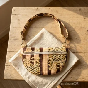 Tiger Print Soft Quilted Cotton Mini Bag with top handle and zip closure showing the bold wild cat motif print design.