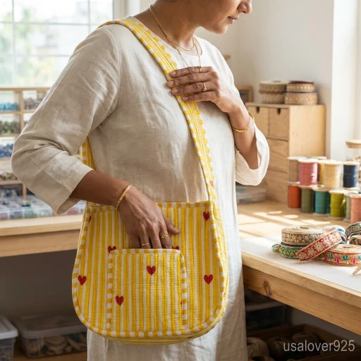 Yellow Pink Heart Quilted Cotton Crossbody Bag showing the hand-block heart print motif on a vibrant yellow base.